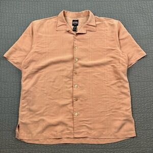 Harley Davidson Shirt Men's XL Orange Rayon Short Sleeve Button Up Motorcycle